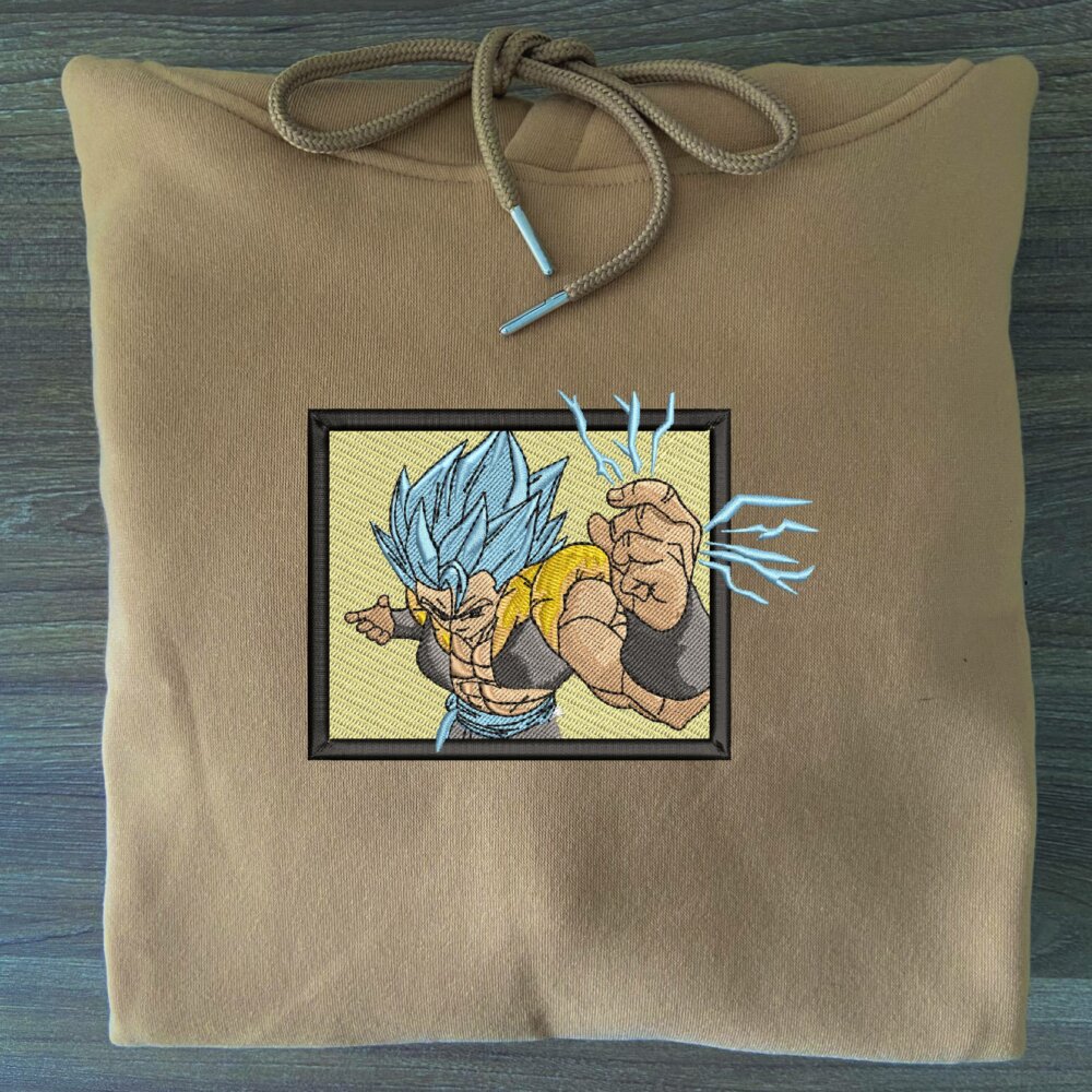 Super Saiyan Blue Gogeta Art Embroidere Hoodie Sand (3)