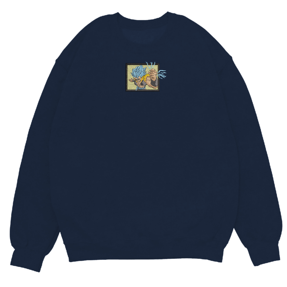 Super Saiyan Blue Gogeta Art Embroidere Sweatshirt Navy