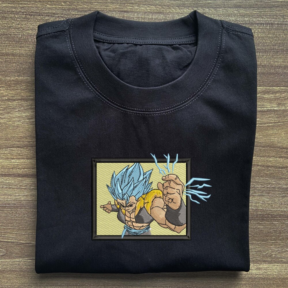 Super Saiyan Blue Gogeta Art Embroidered Black T shirt (2) Main Thumbnails T shirt