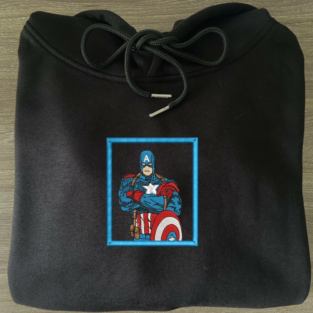 Super Soldier Art Embroidered Hoodie Black (3)