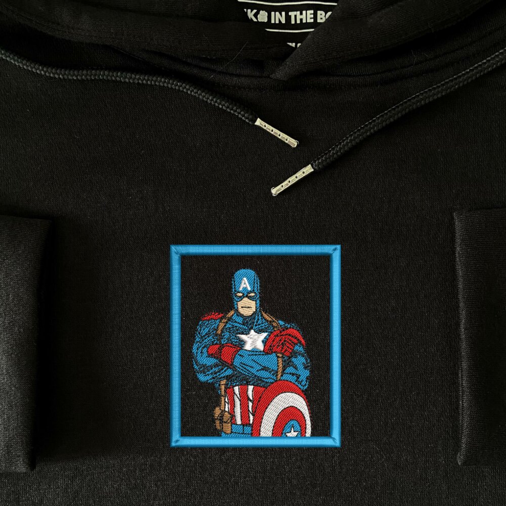 Super Soldier Art Embroidered Hoodie Black (4)