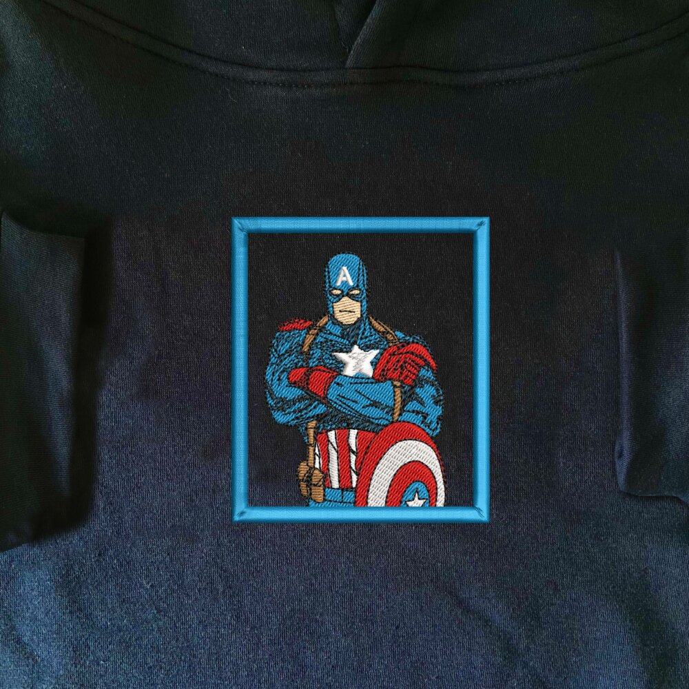 Super Soldier Art Embroidered Hoodie Navy (1)