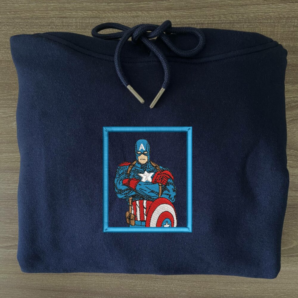 Super Soldier Art Embroidered Hoodie Navy (3)