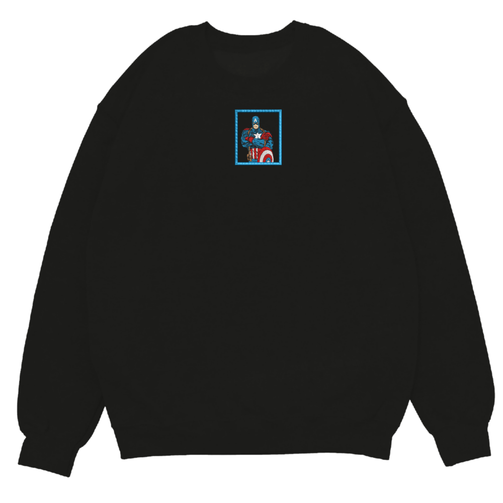 Super Soldier Art Embroidered Sweatshirt Black