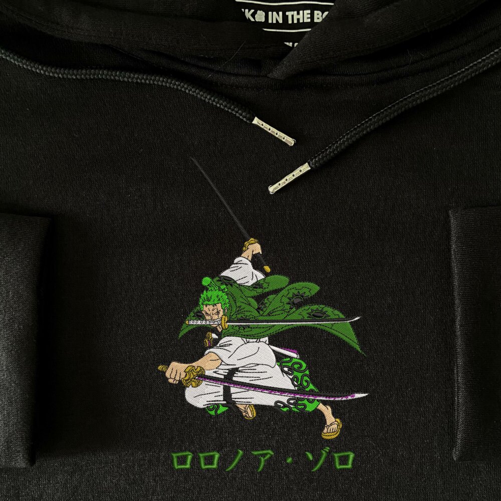 Swordsman Spirit Art Embroidered Hoodie Black (4)