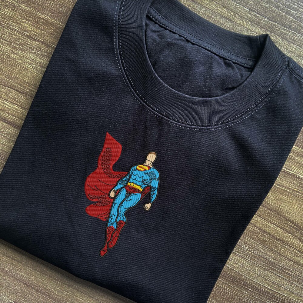 The Superman Art Embroidere Black T shirt (1) Thumbnails T shirt Gallery 2