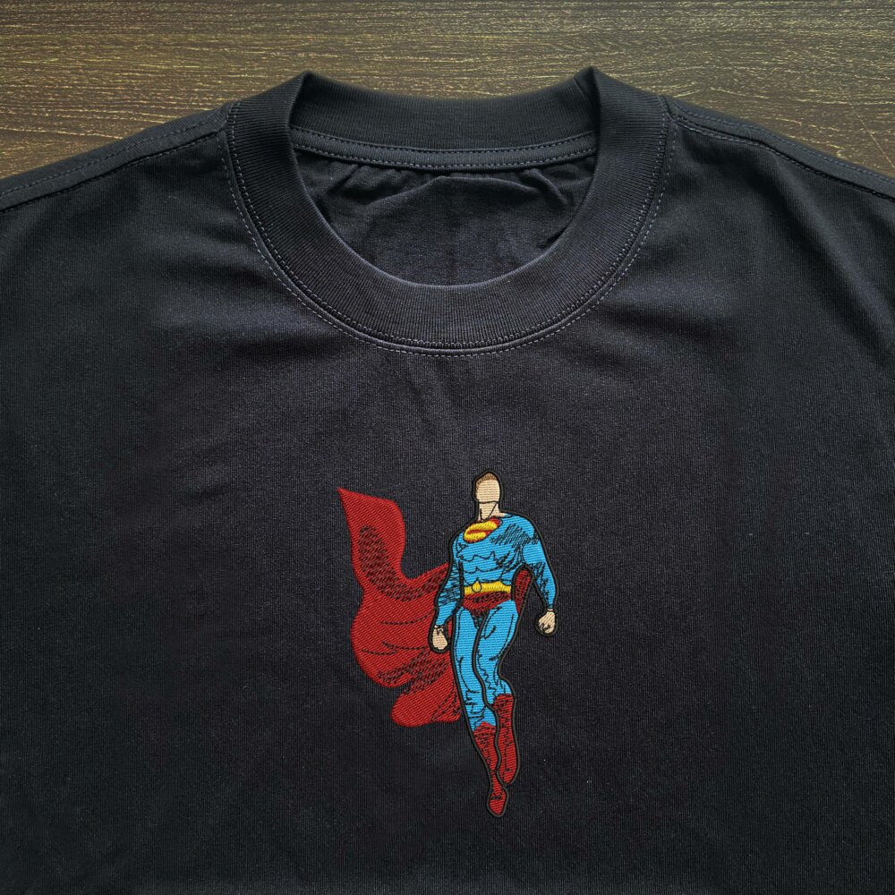 The Superman Art Embroidere Black T shirt (3) Thumbnails T shirt Gallery