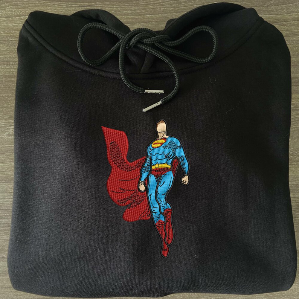 The Superman Art Embroidere Hoodie Black (2)