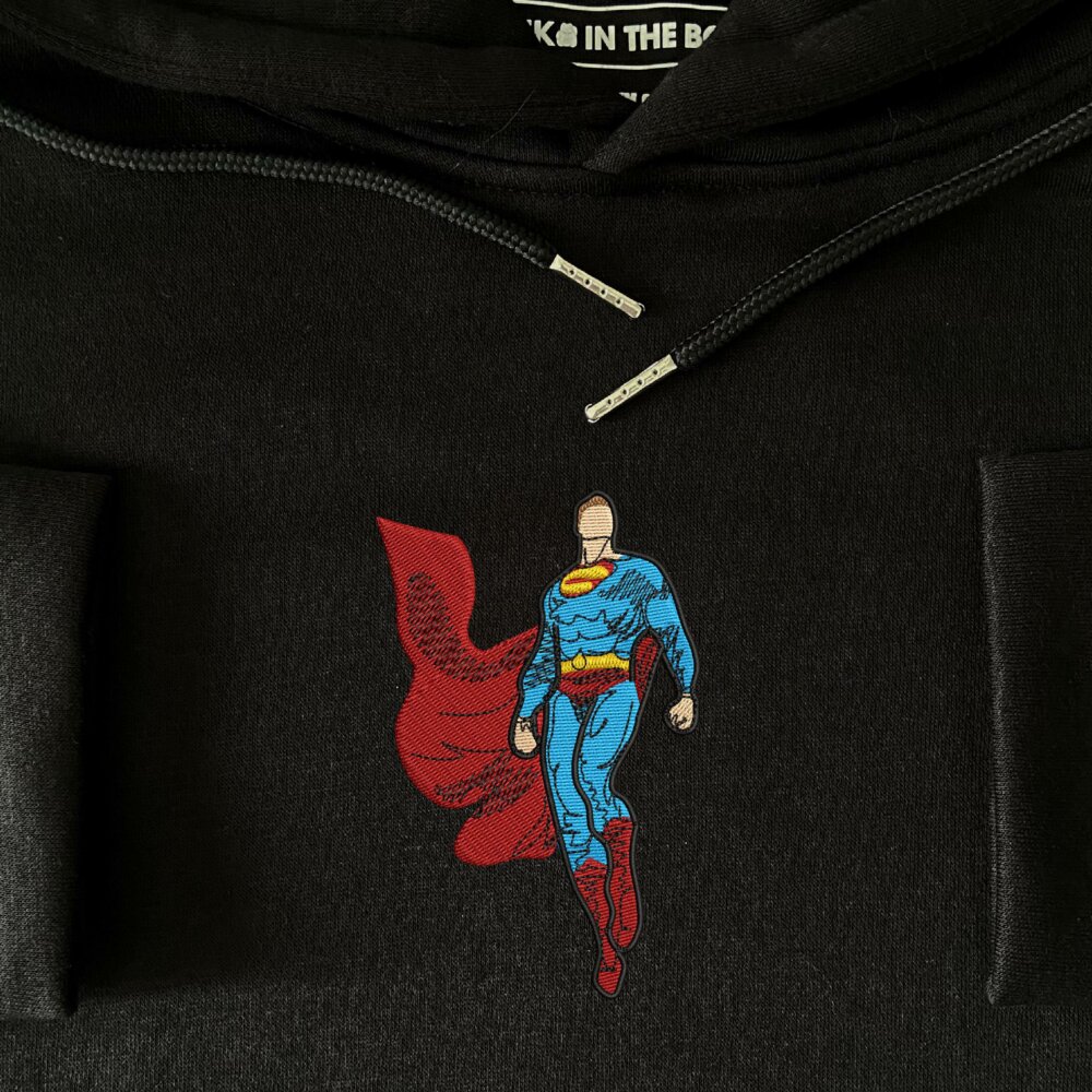 The Superman Art Embroidere Hoodie Black (3)