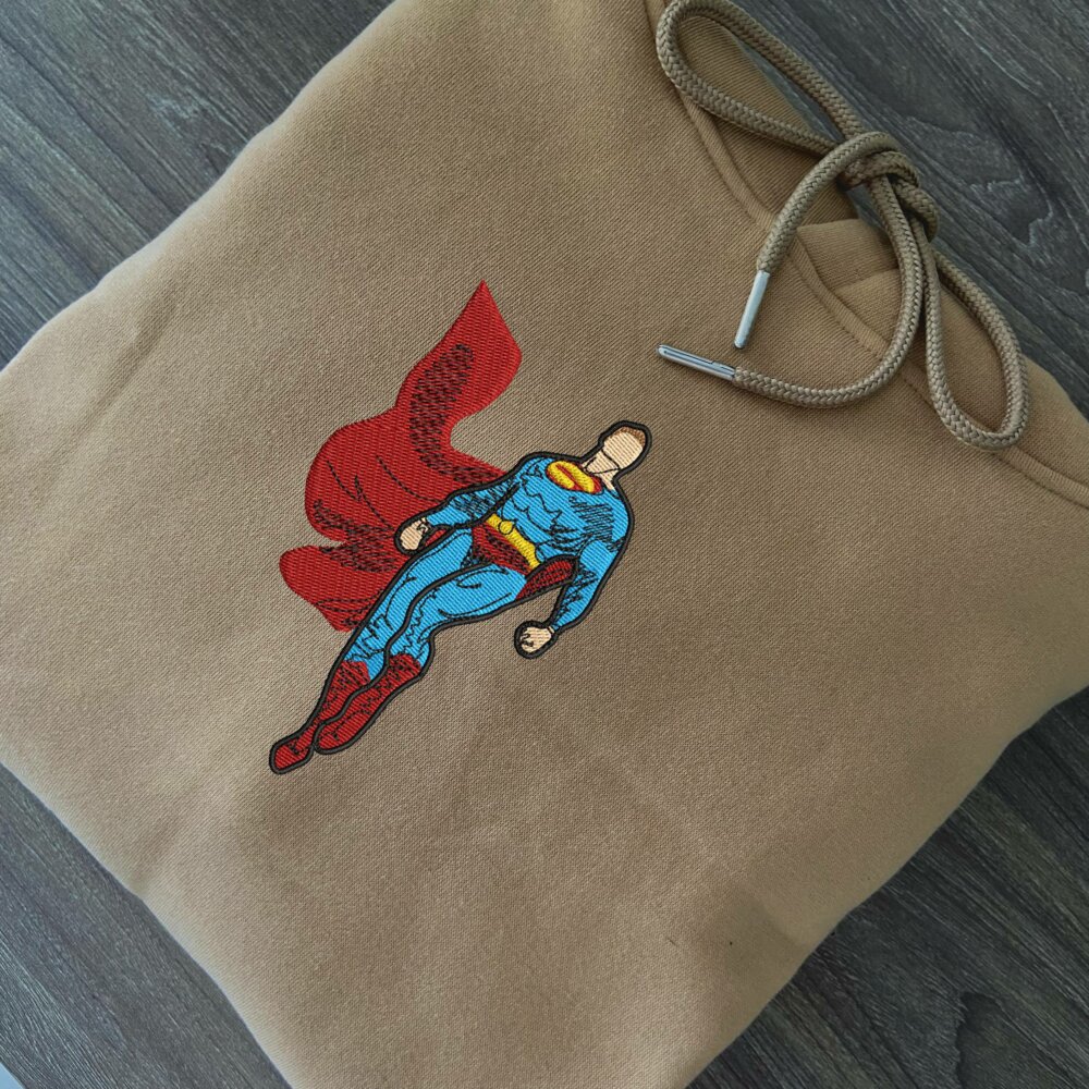 The Superman Art Embroidere Hoodie Sand (2)