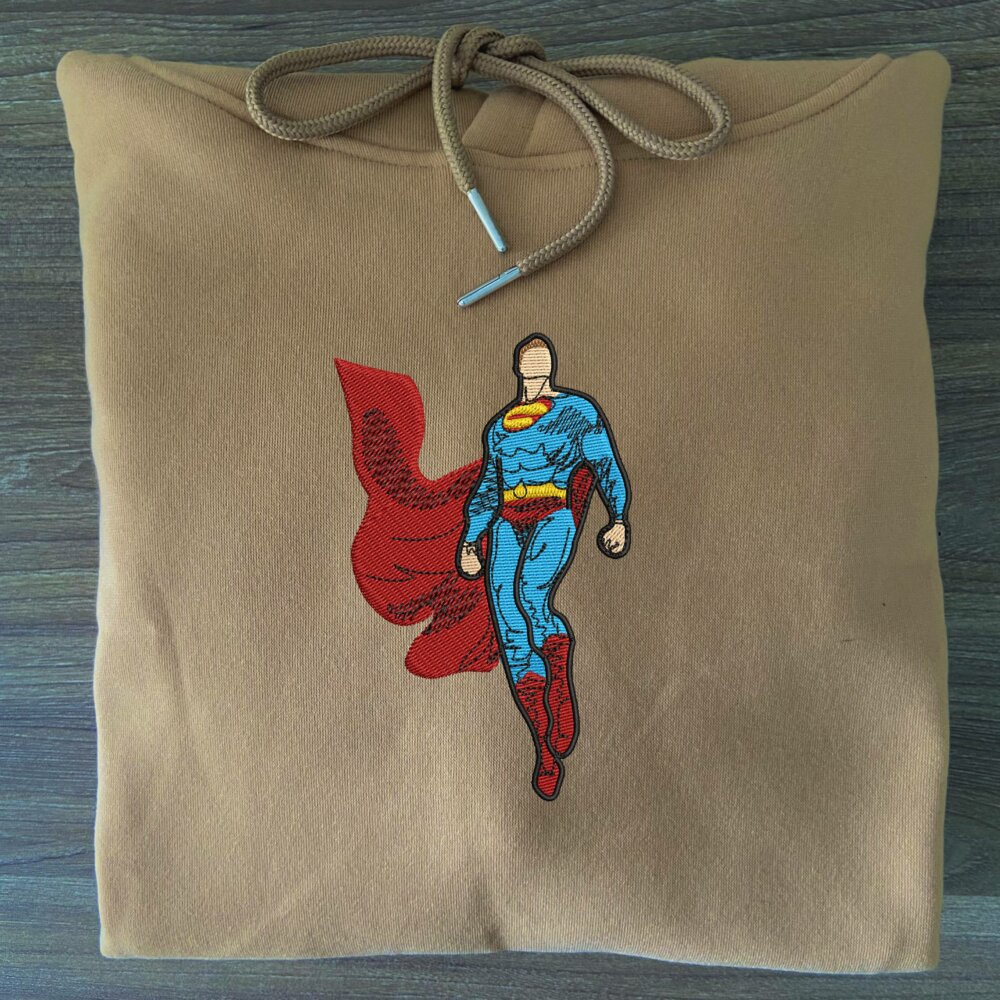 The Superman Art Embroidere Hoodie Sand (3)