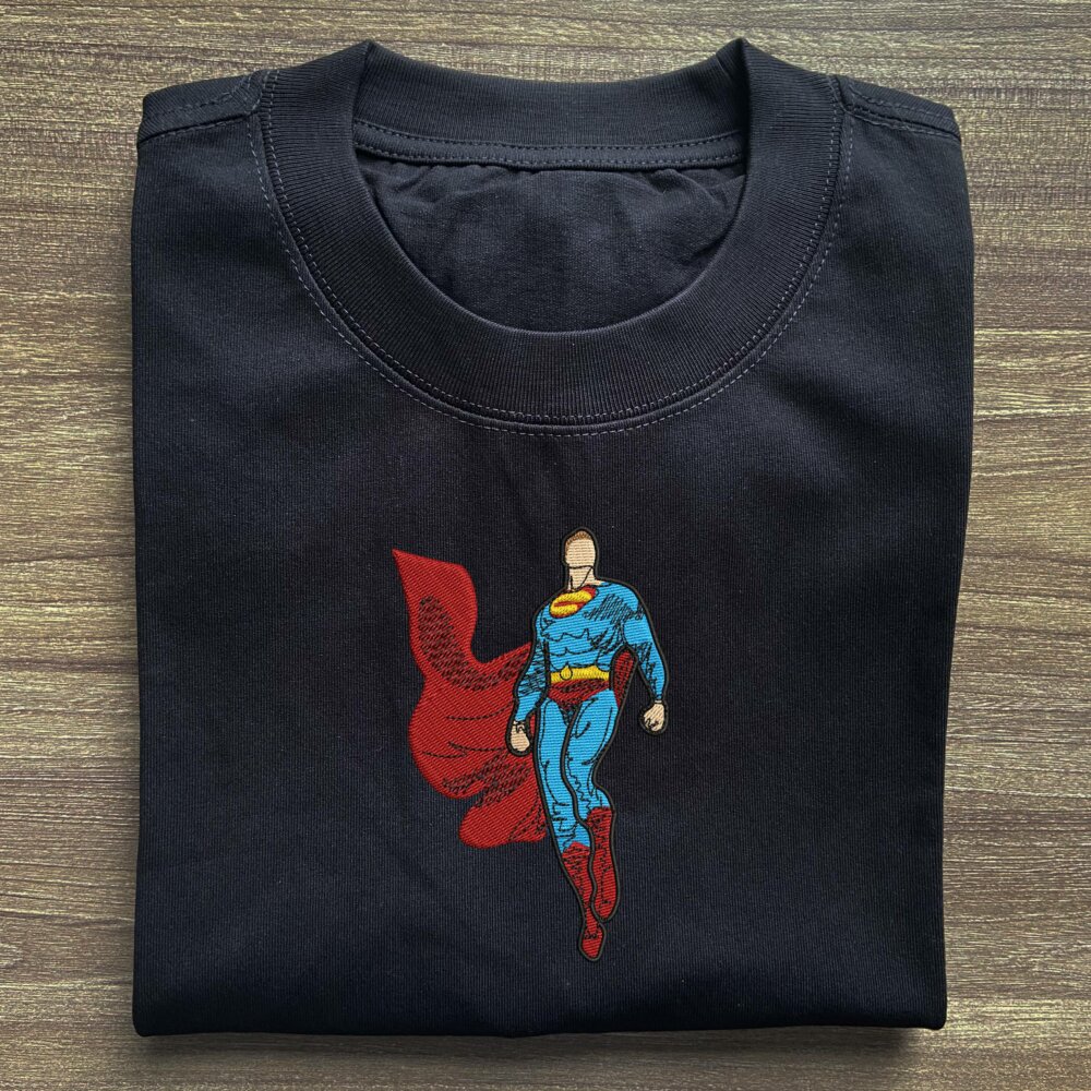 The Superman Art Embroidered Black T shirt (2) Main Thumbnails T shirt