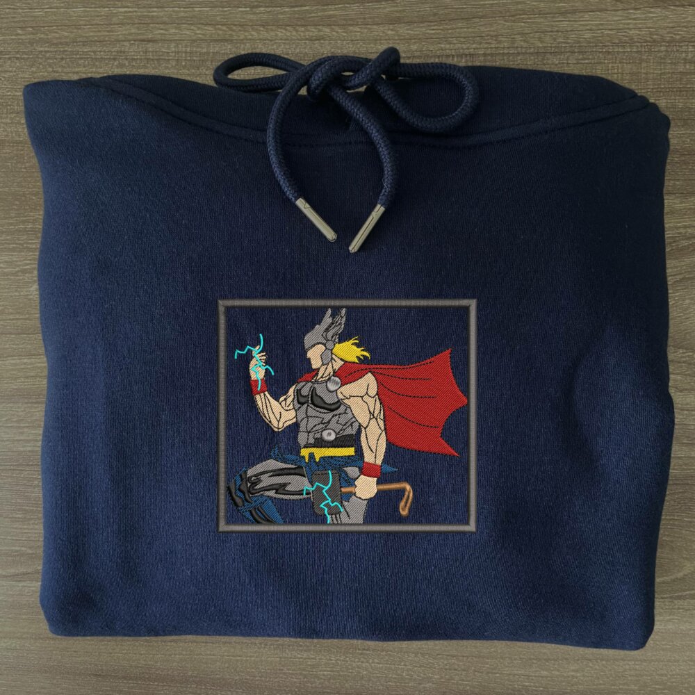 Thor Art Embroidere Hoodie Navy (3)