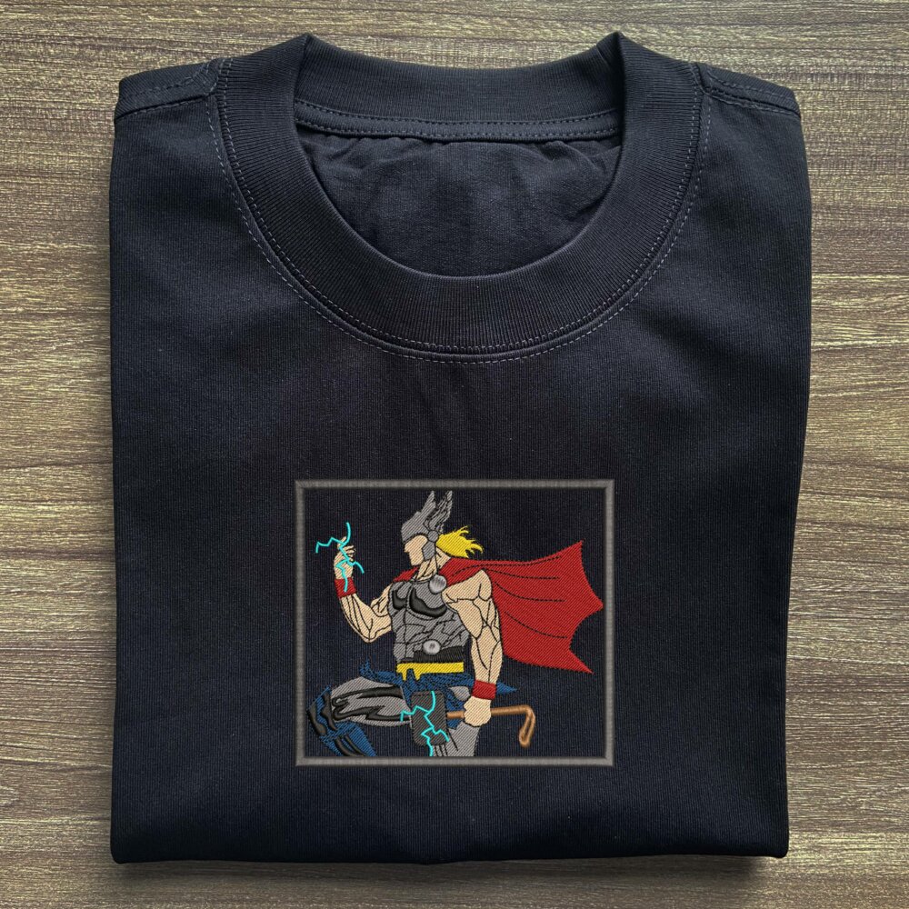 Thor Art Embroidered Black T shirt (2) Main Thumbnails T shirt