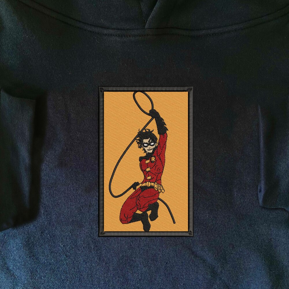 Timothy Drake Art Embroidered Hoodie Navy (1)