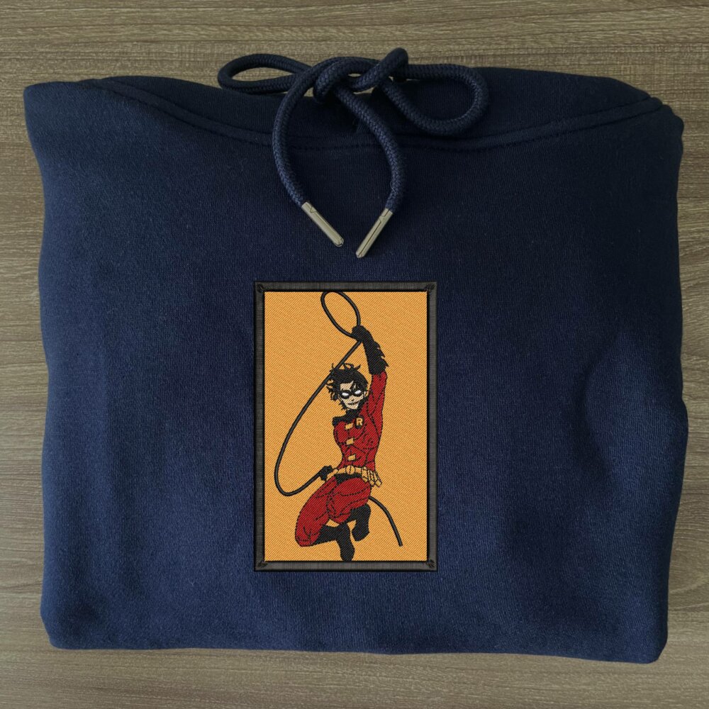 Timothy Drake Art Embroidered Hoodie Navy (3)