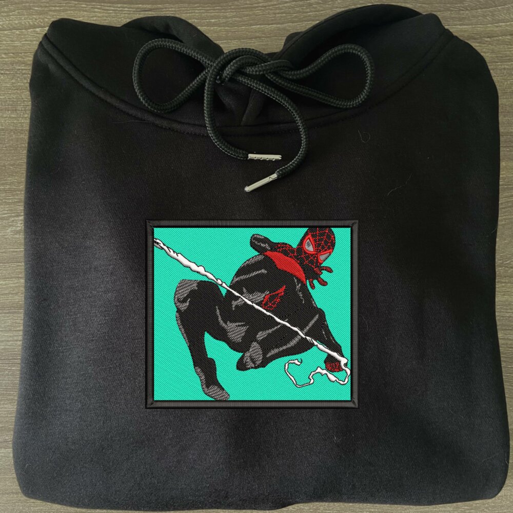 Ultimate Spider Man Art Embroidered Hoodie Black (3)