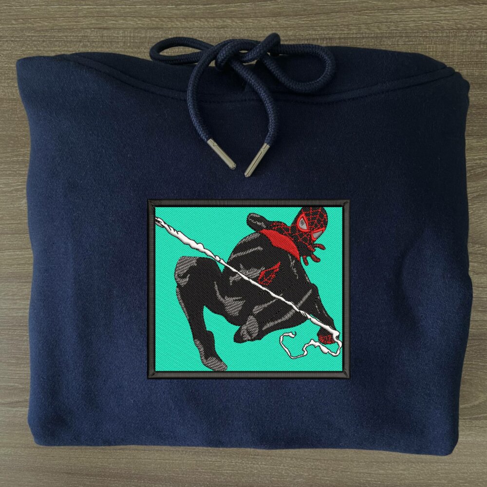 Ultimate Spider Man Art Embroidered Hoodie Navy (3)