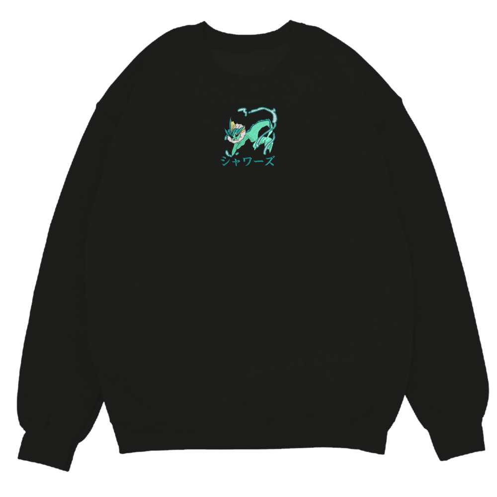 Vaporeon Art Embroidered Sweatshirt Black