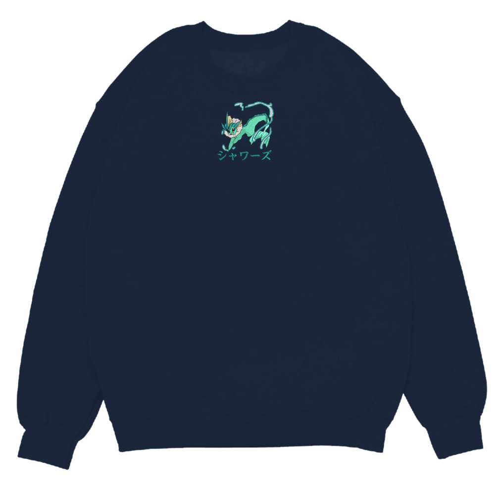 Vaporeon Art Embroidered Sweatshirt Navy