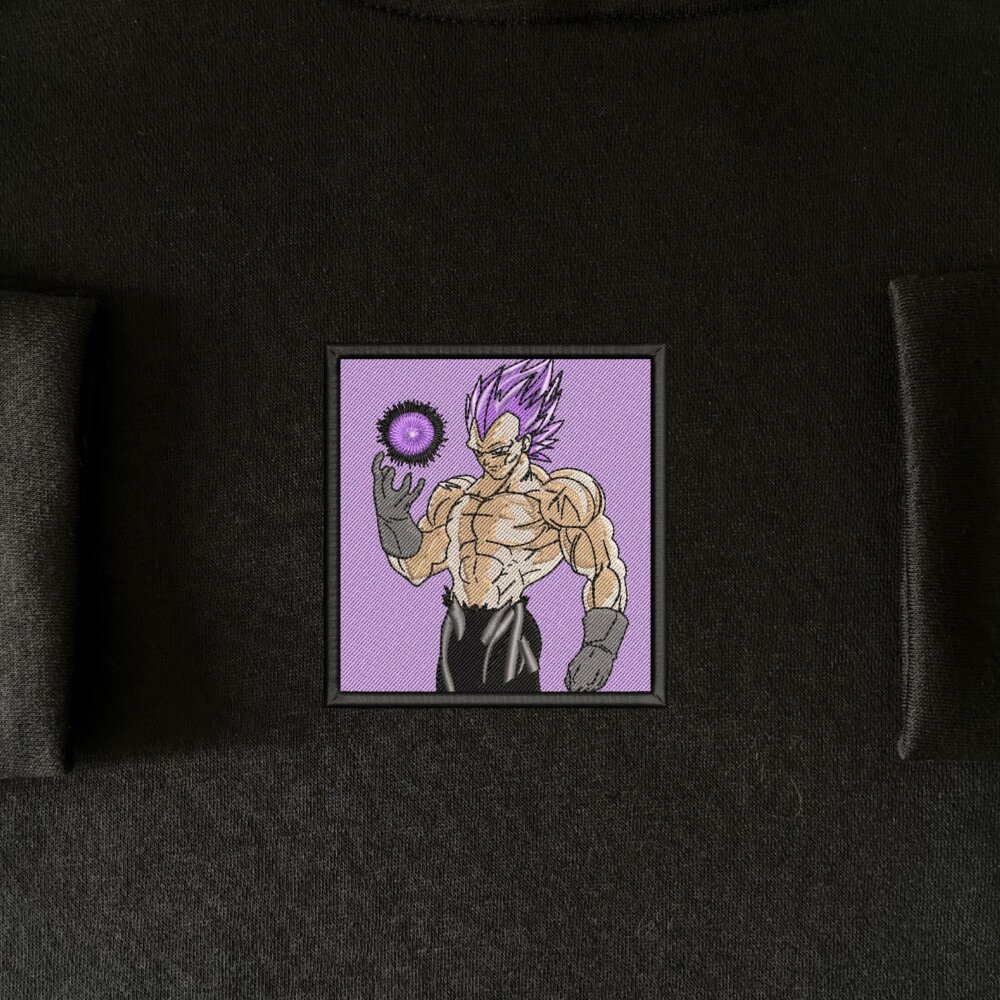 Vegeta Ego Ultra Art Embroidered Hoodie Black (4) Main Thumbnails Sweatshirt