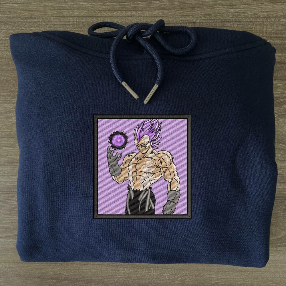 Vegeta Ego Ultra Art Embroidered Hoodie Navy (3)