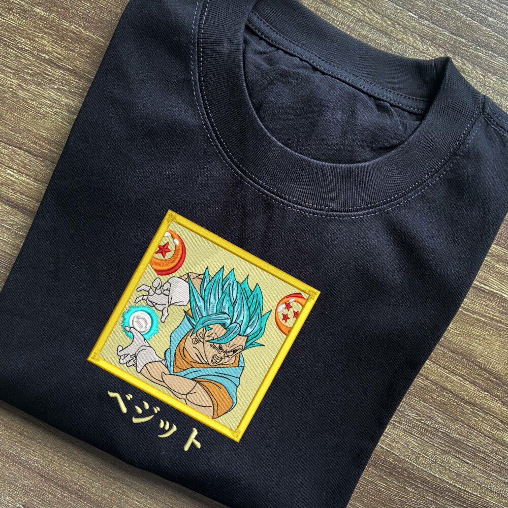 Vegito Art Embroidere Black T shirt (1) Thumbnails T shirt Gallery 2