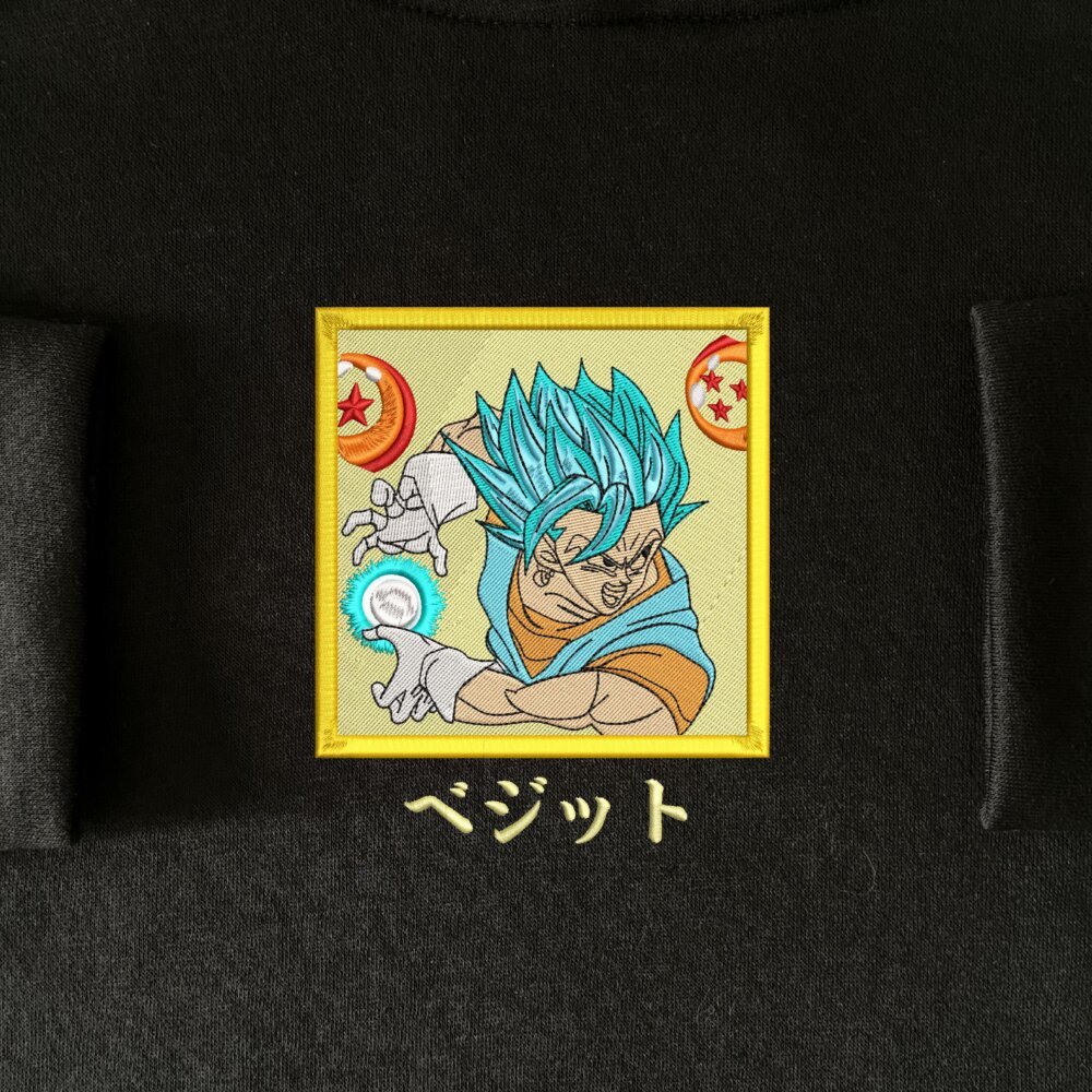 Vegito Art Embroidere Hoodie Black (4) Main Thumbnails Sweatshirt