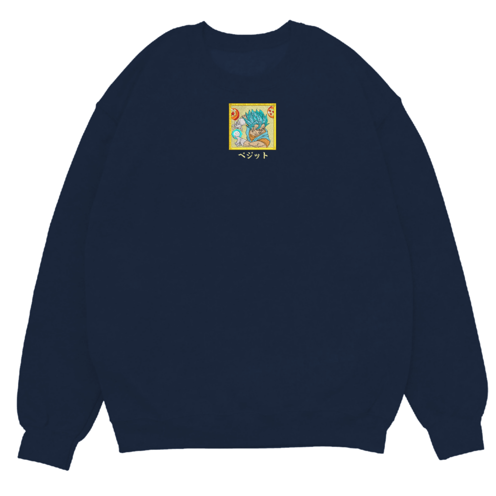 Vegito Art Embroidere Sweatshirt Navy