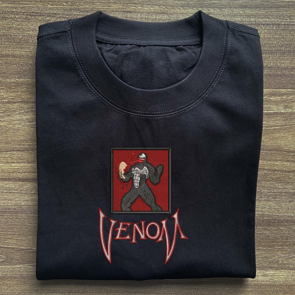 Venom Art Embroidered Black T shirt (2) Main Thumbnails T shirt