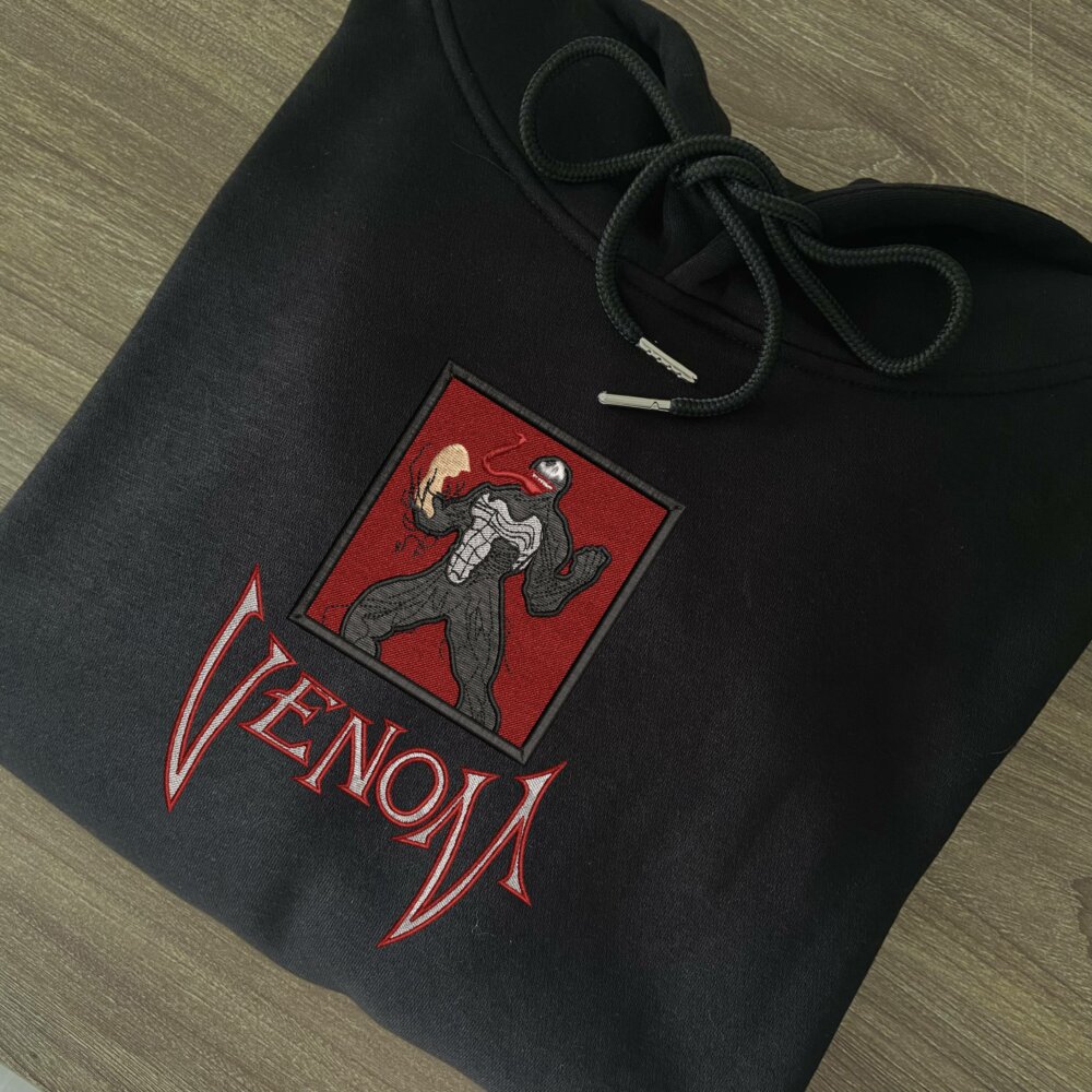 Venom Art Embroidered Hoodie Black (1)