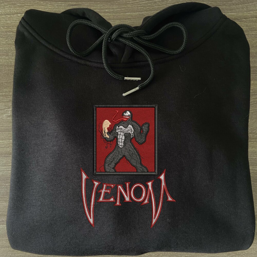 Venom Art Embroidered Hoodie Black (2)