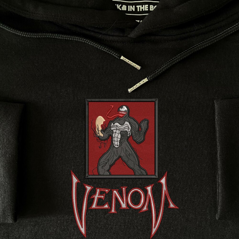 Venom Art Embroidered Hoodie Black (3)