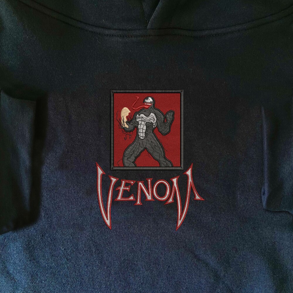 Venom Art Embroidered Hoodie Navy (1)