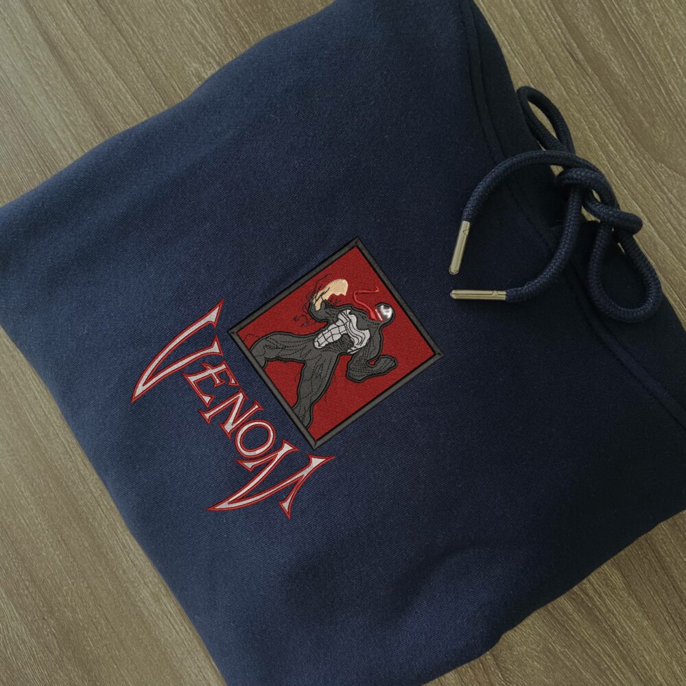 Venom Art Embroidered Hoodie Navy (2)