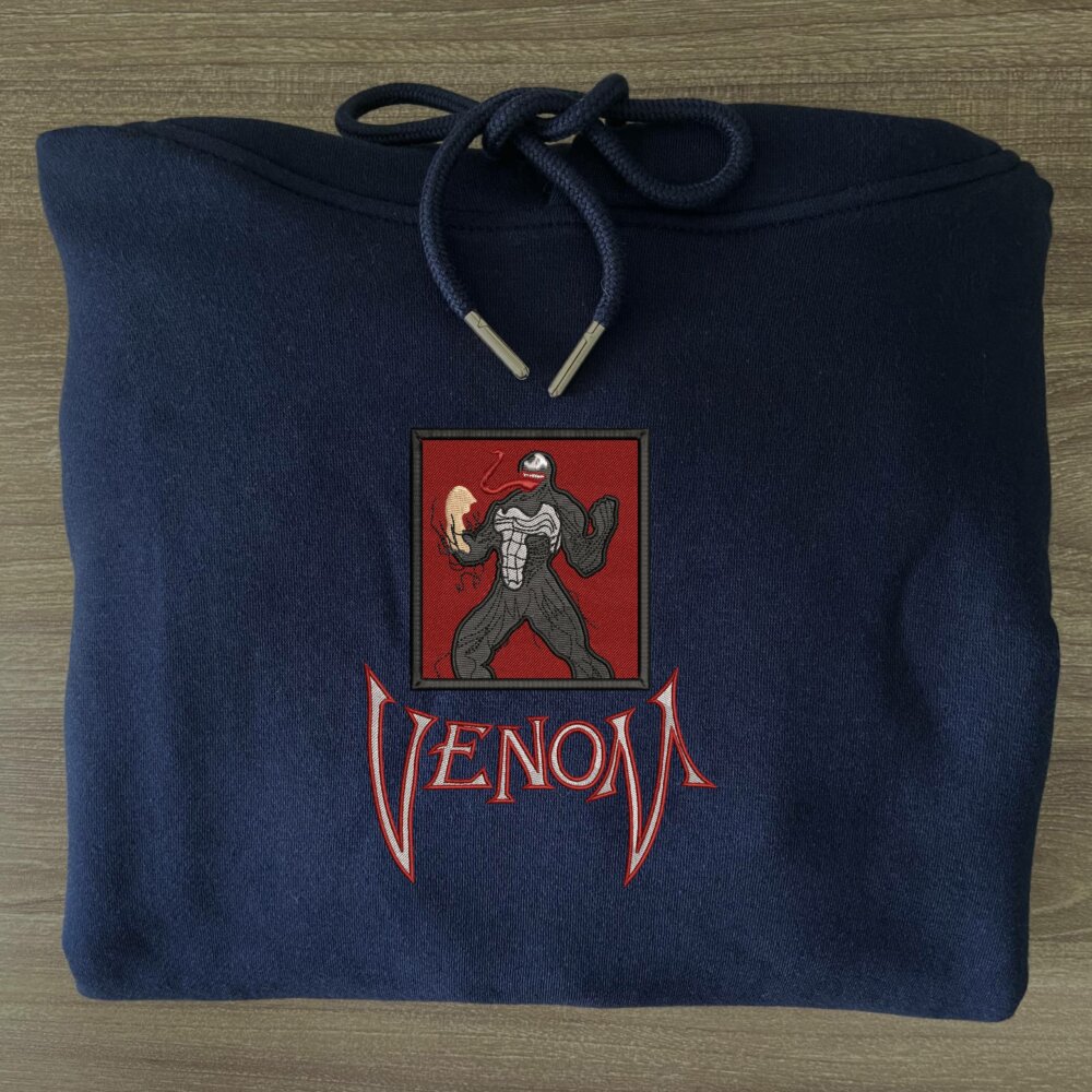 Venom Art Embroidered Hoodie Navy (3)