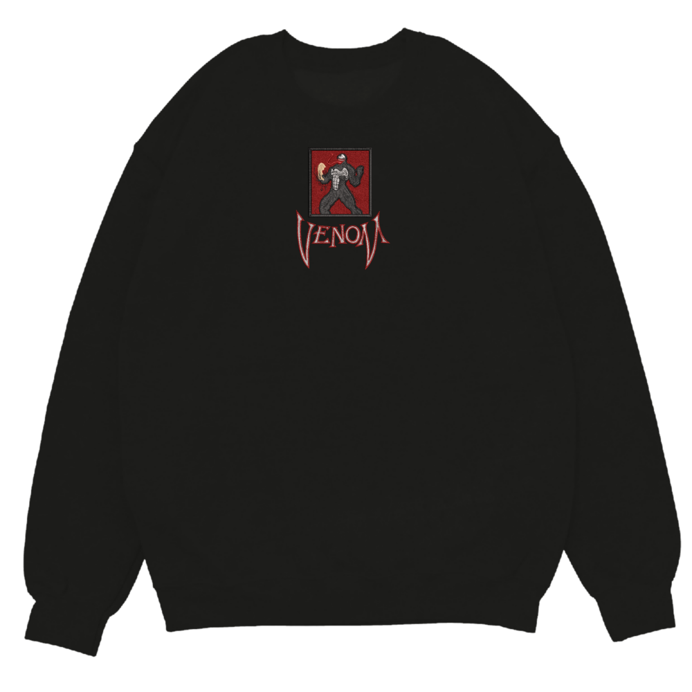 Venom Art Embroidered Sweatshirt Black