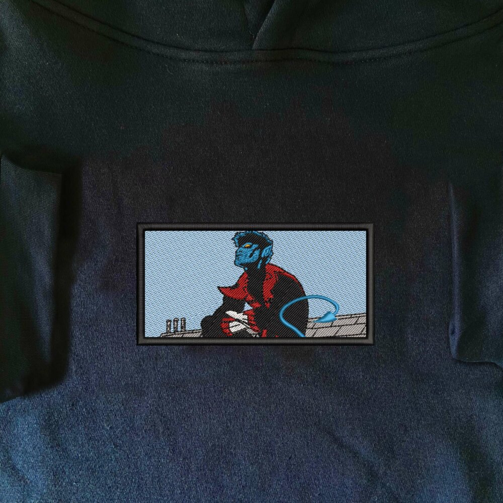 Nightcrawler Art Embroidered Hoodie Navy (1)