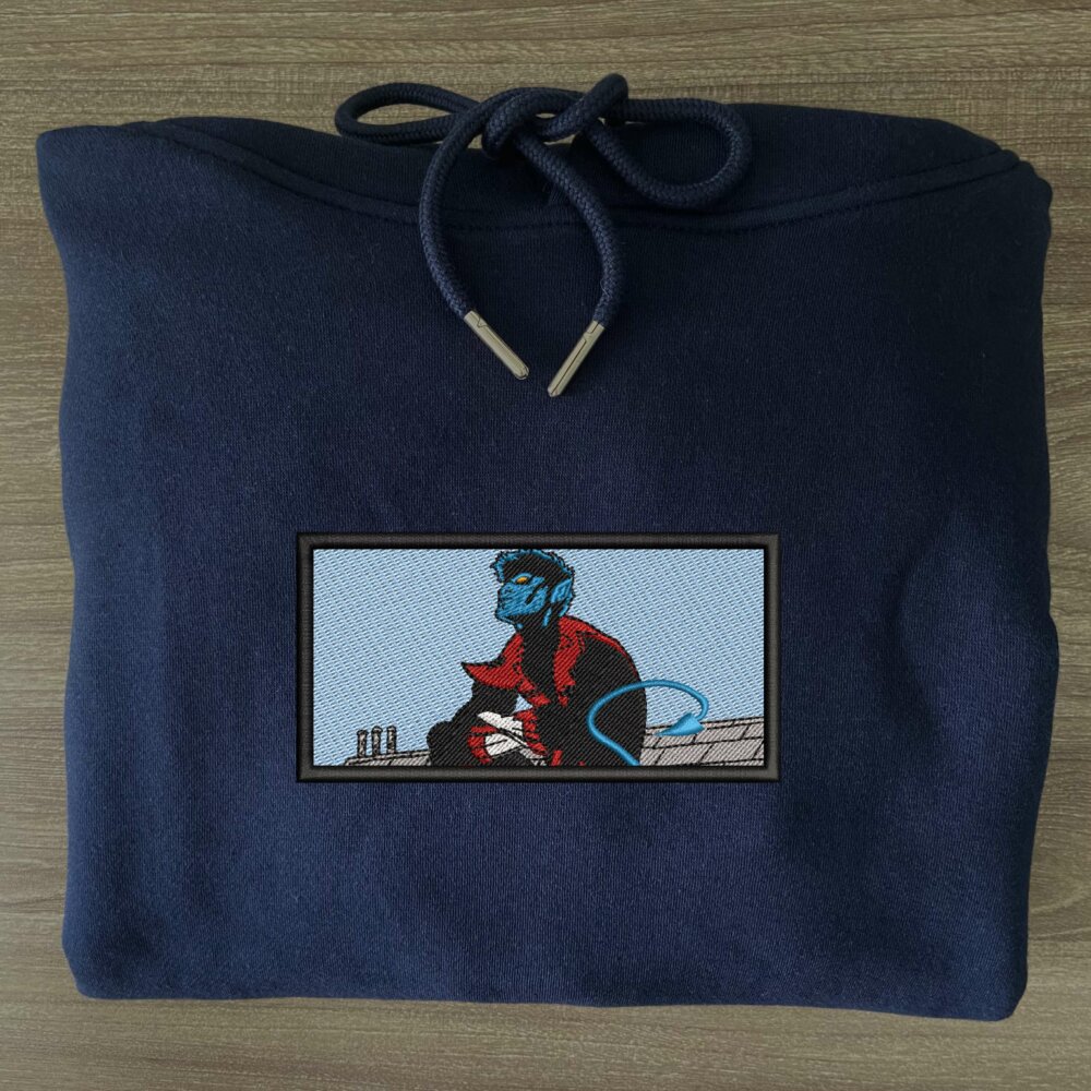 Nightcrawler Art Embroidered Hoodie Navy (3)