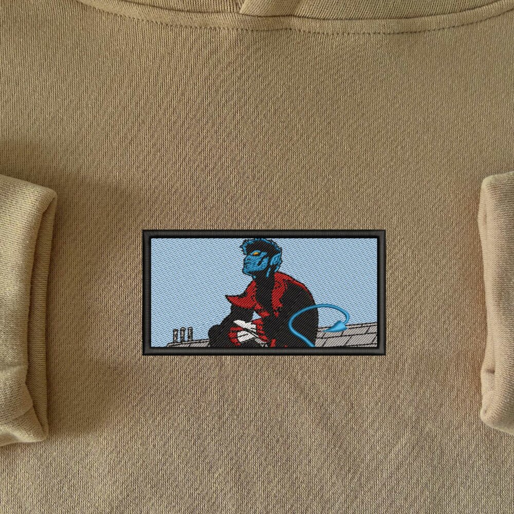 Nightcrawler Art Embroidered Hoodie sand (1)