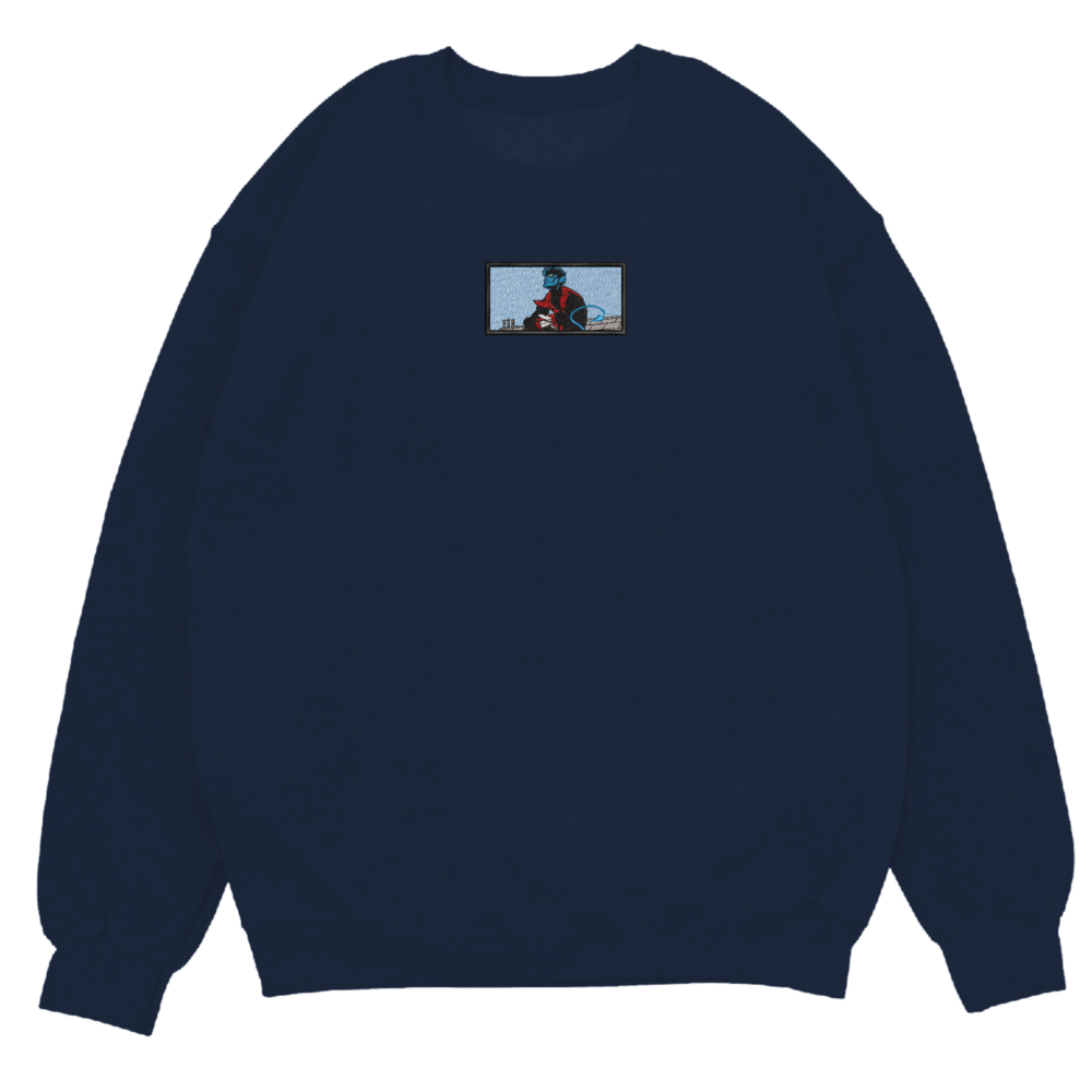 Nightcrawler Art Embroidered Sweatshirt Navy