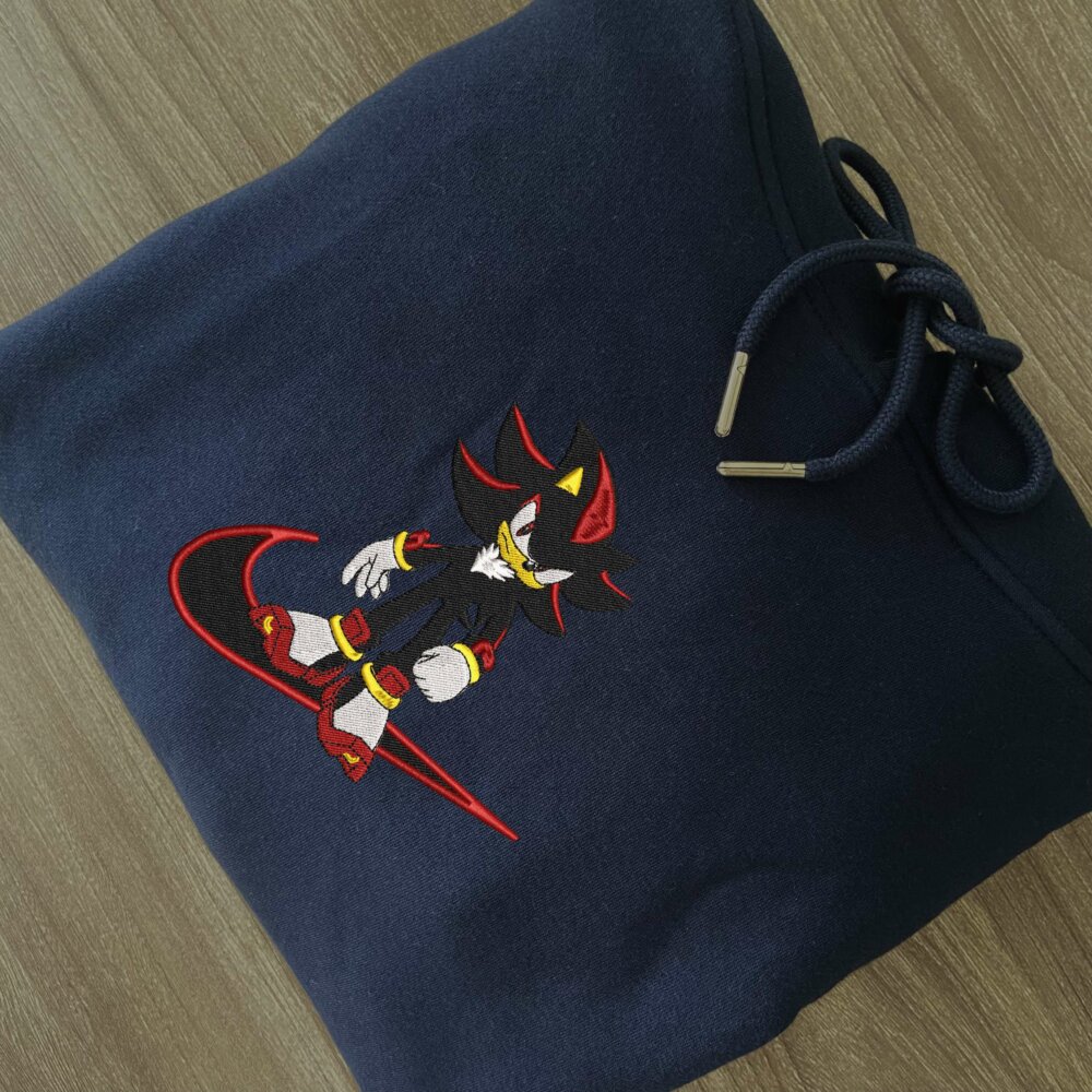 Shadow The Hedgehog Embroidered Hoodie Navy (2)