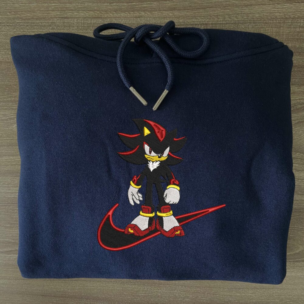 Shadow The Hedgehog Embroidered Hoodie Navy (3)