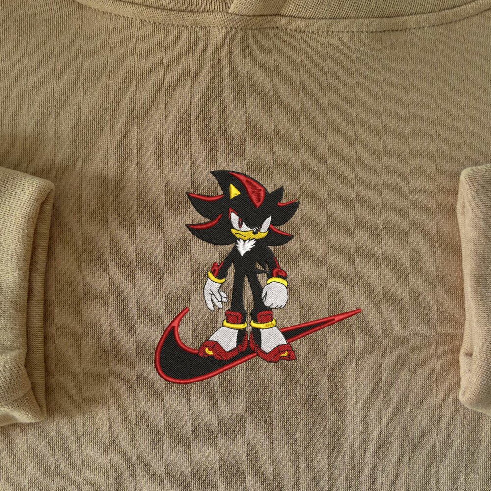 Shadow The Hedgehog Embroidered Hoodie sand (1)