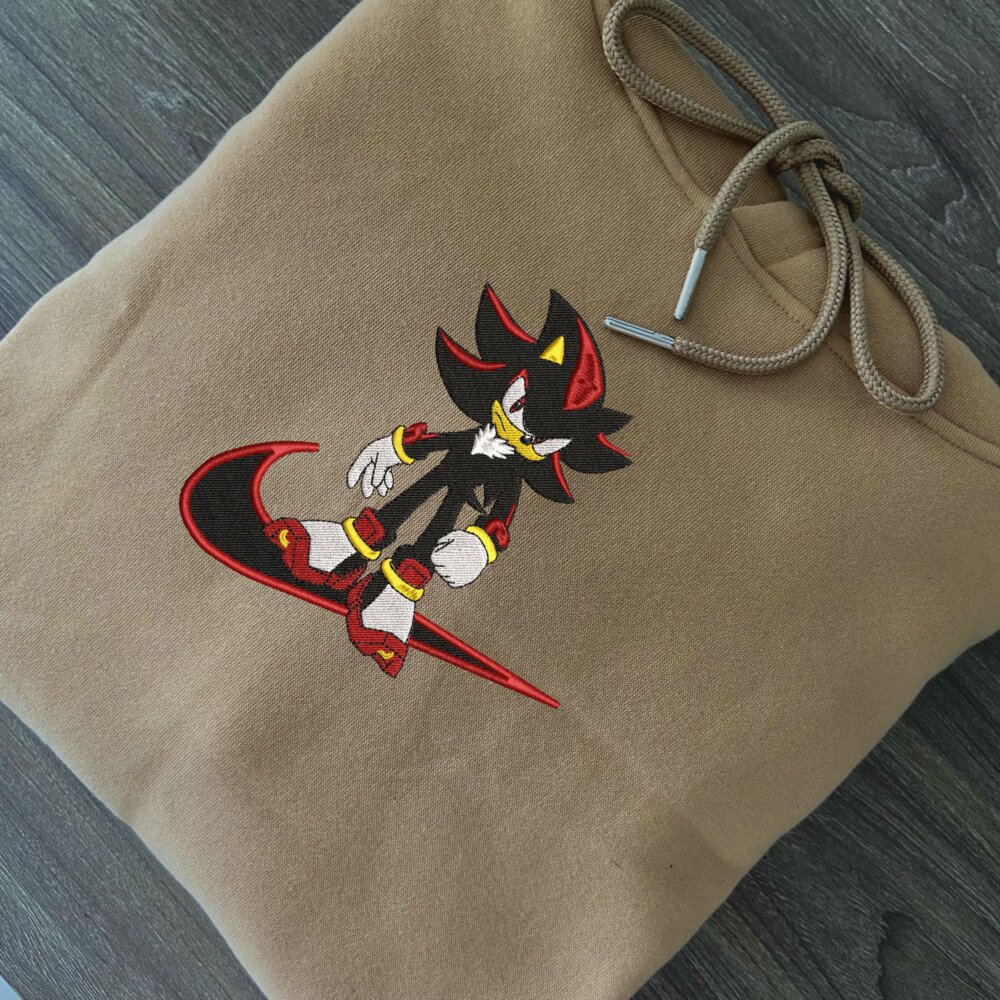 Shadow The Hedgehog Embroidered Hoodie sand (2)