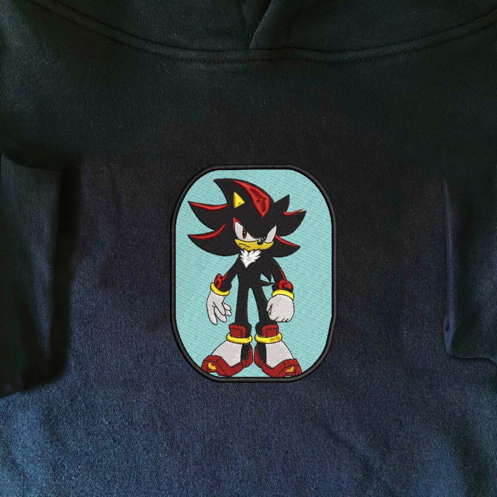 Shadow the Hedgehog Art Embroidered Hoodie Navy (1)