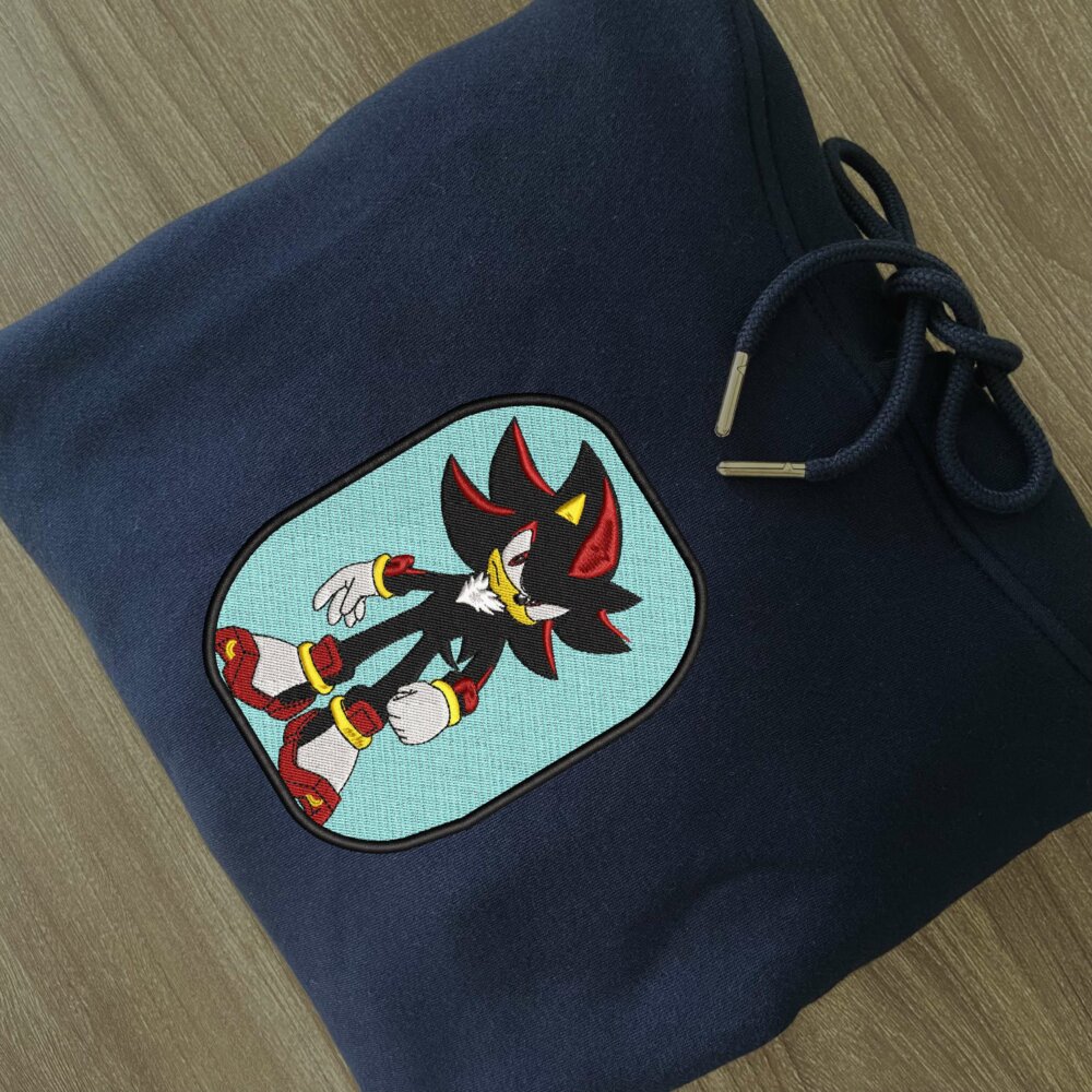 Shadow the Hedgehog Art Embroidered Hoodie Navy (2)