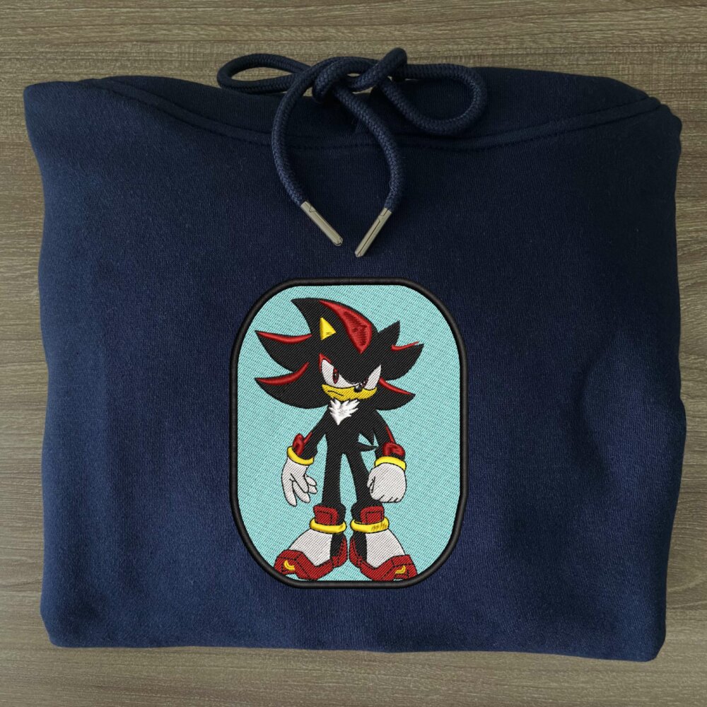 Shadow the Hedgehog Art Embroidered Hoodie Navy (3)