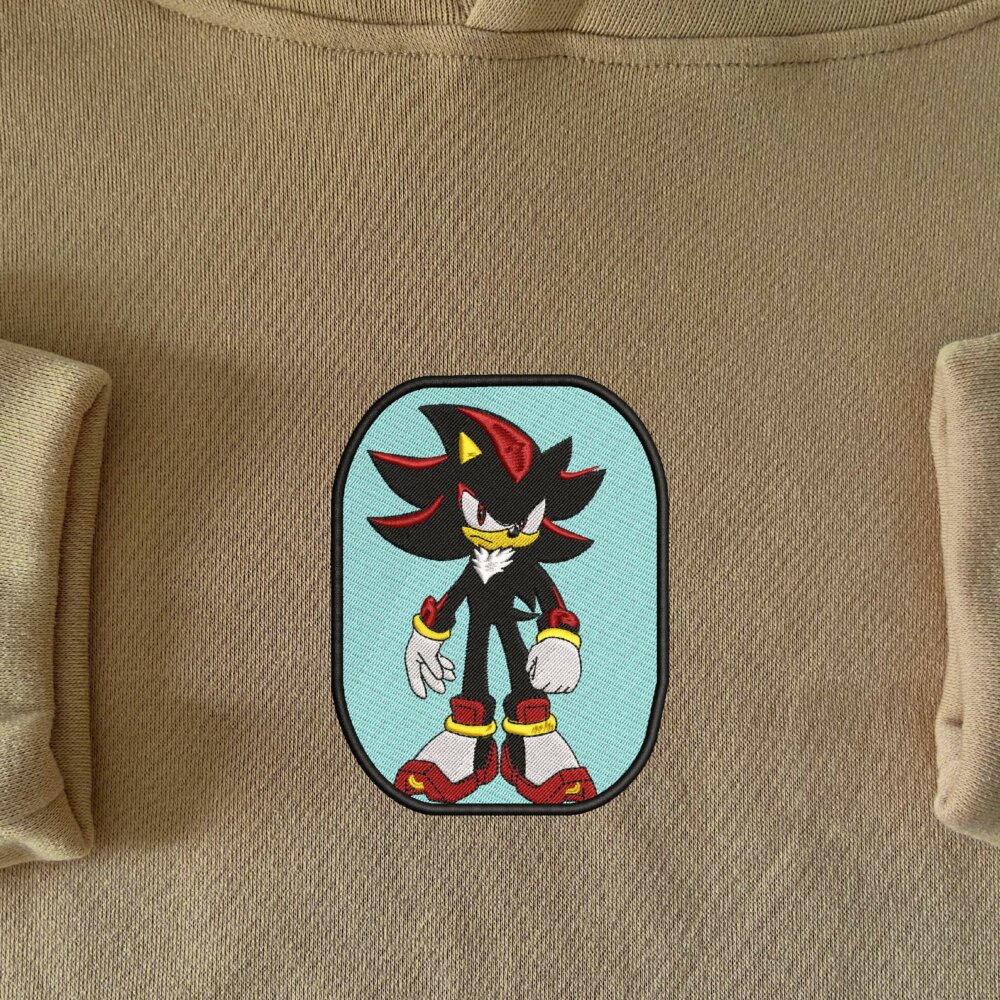 Shadow the Hedgehog Art Embroidered Hoodie Sand (1)