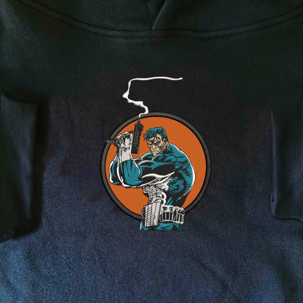 The Punisher Art Embroidered Hoodie Navy (1)